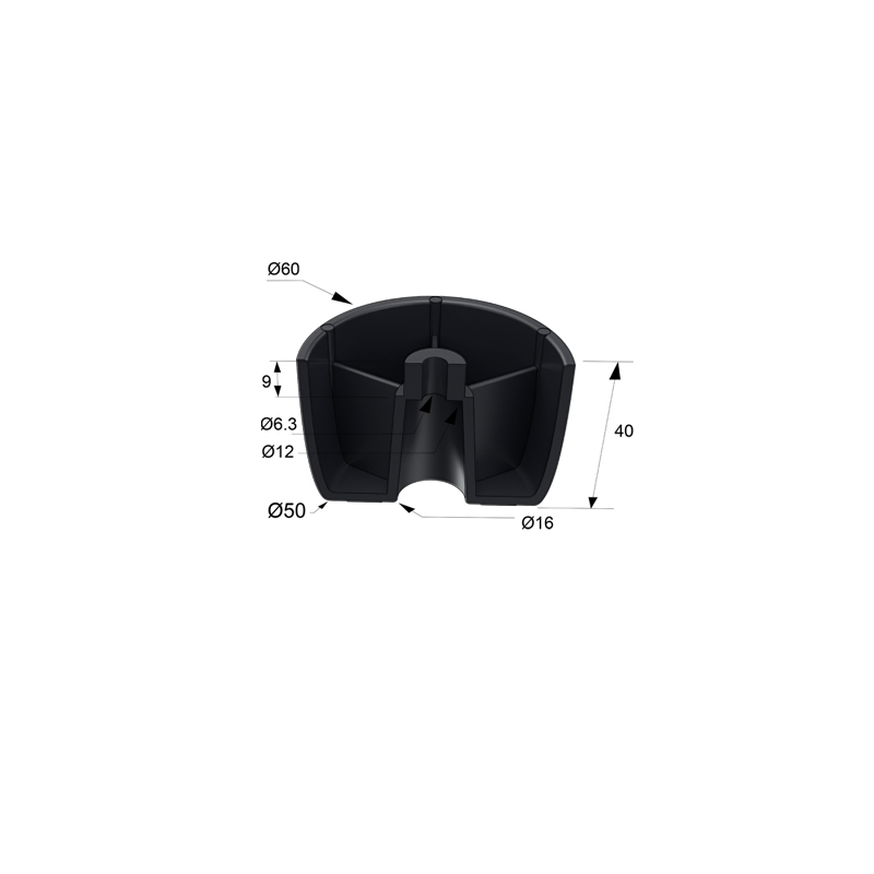 PLASTIC SOFA LEG D.60 / H.40 / MAT BLACK FURNITURE LEGS